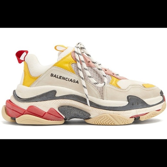 Balenciaga Triple S Cream Yellow (Red) Womens Sneaker - Picture 1 of 9